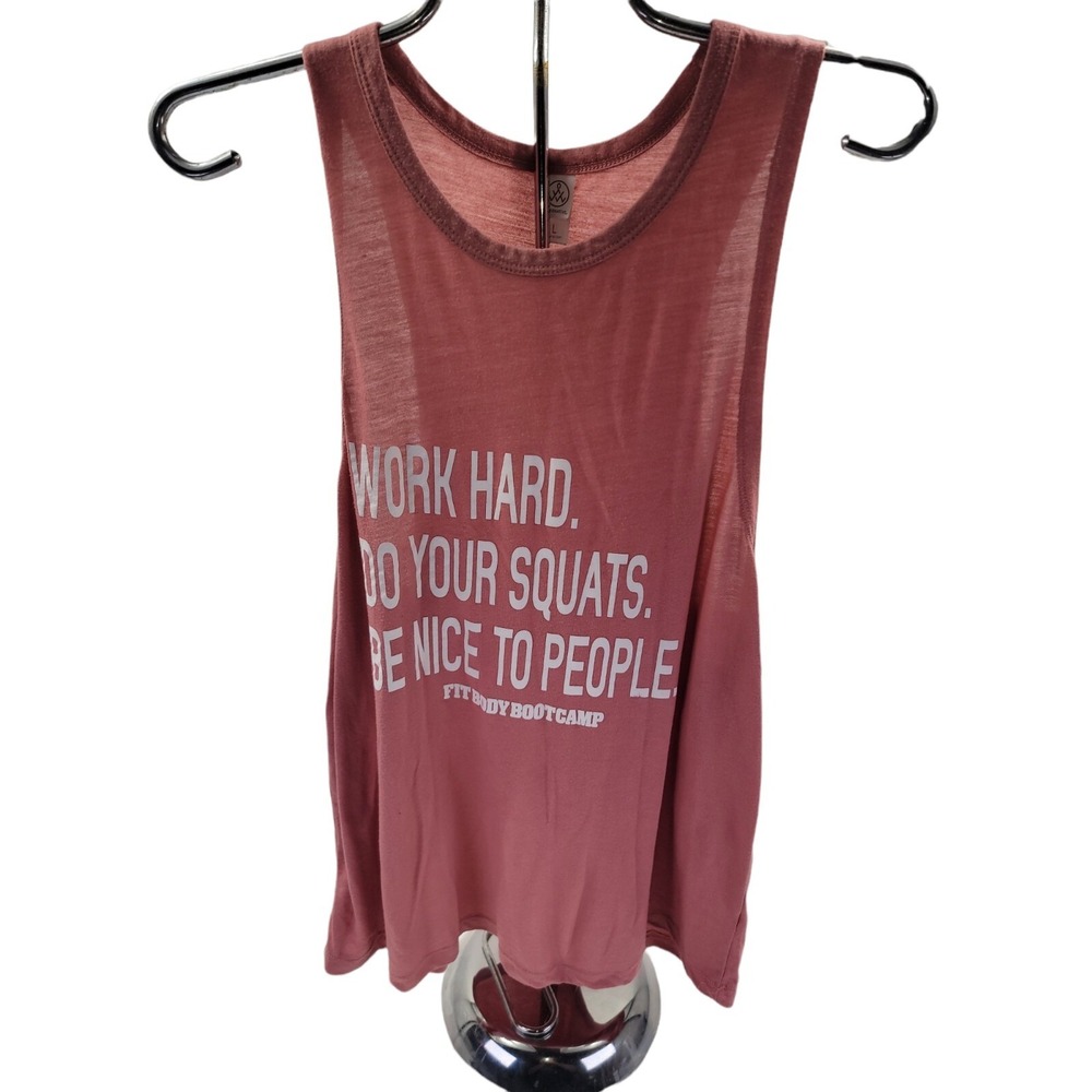 Tank Top Women's Sleeveless Yoga Gym Work Hard Do Your Squats Be Nice Shirt L